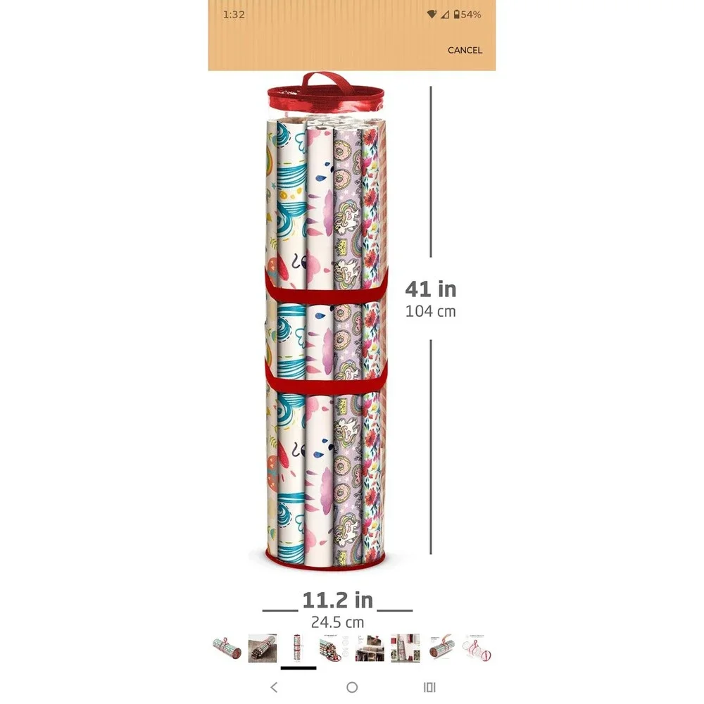 ZOBER Round Christmas Gift Wrapping Paper Organizer Storage - 40 Inch Gift Wrap